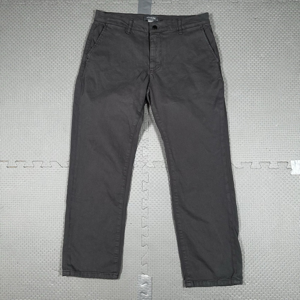 Ash & Erie Pants Mens 32x28 Gray Flex Chinos Zip Fly Casual Pockets Straight EUC